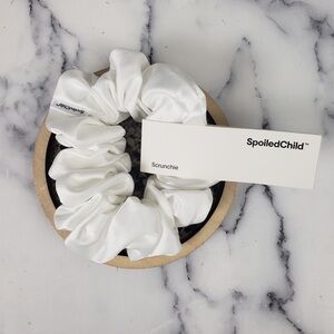 Spoiled Child Silk Scrunchie | White